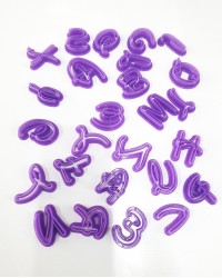 Пластиковые формочки Каллиграфически алфавит (фиолетовые)