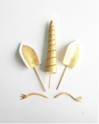 Топперы из мастики «Золотой Рог и ушками для торта Единорог» размер средний, набор