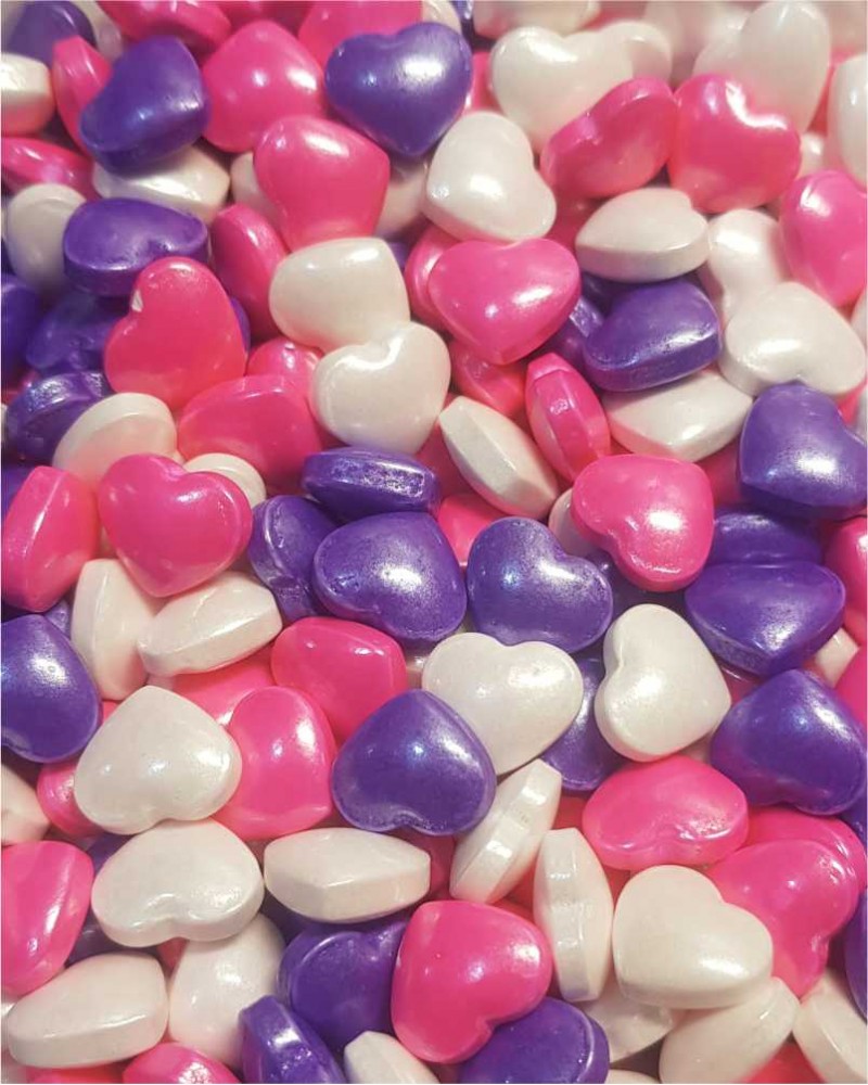Посыпка кондитерская «Сердечки крупные Фиолетово-Бело-Розовые»