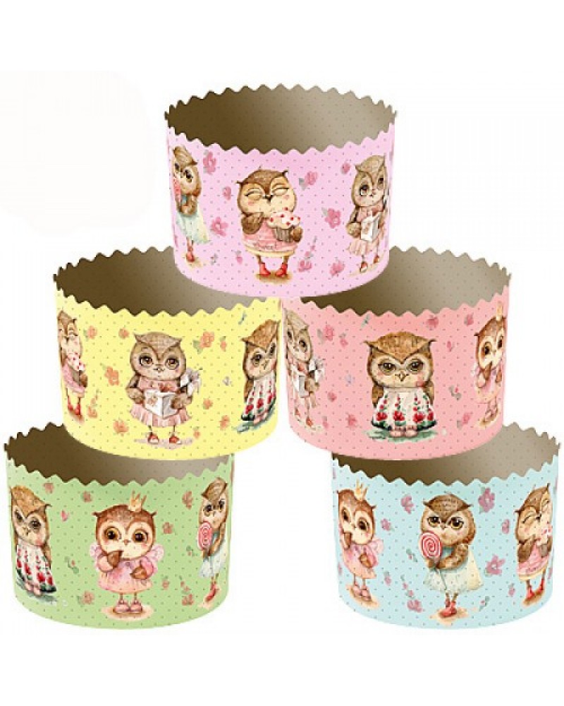 Формы для выпечки куличей бумажные «Совушки», размер (дно 90 мм/высота 90 мм)