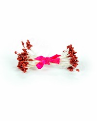 Тычинки с блестками для цветов из мастики «Красные», Китай