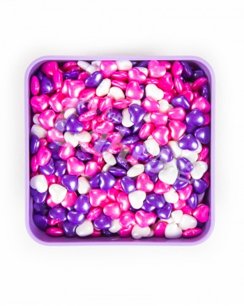 Посыпка кондитерская «Сердечки крупные Фиолетово-Бело-Розовые»