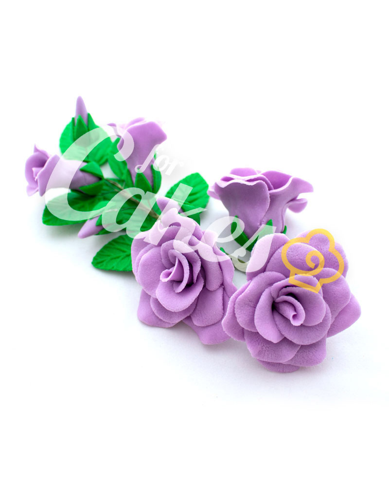Сахарные цветы из мастики «Букет на проволоке - Розы Сиреневые», Казахстан