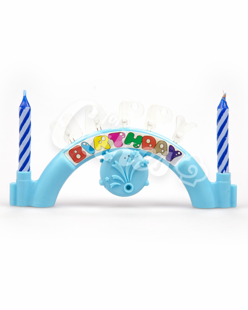 Свечки для торта с пластиковой подставкой «Happy Birthday», голубого цвета