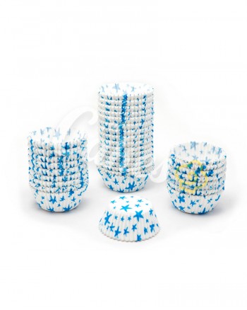 Капсулы бумажные для оформления и выпечки (тарталетки) белые с голубым рисунком , 1000 шт