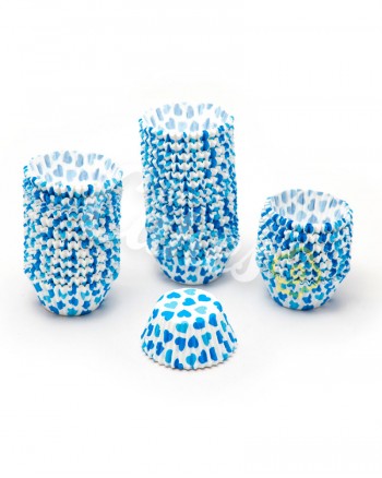 Капсулы бумажные для оформления и выпечки (тарталетки) белые с голубым рисунком , 1000 шт