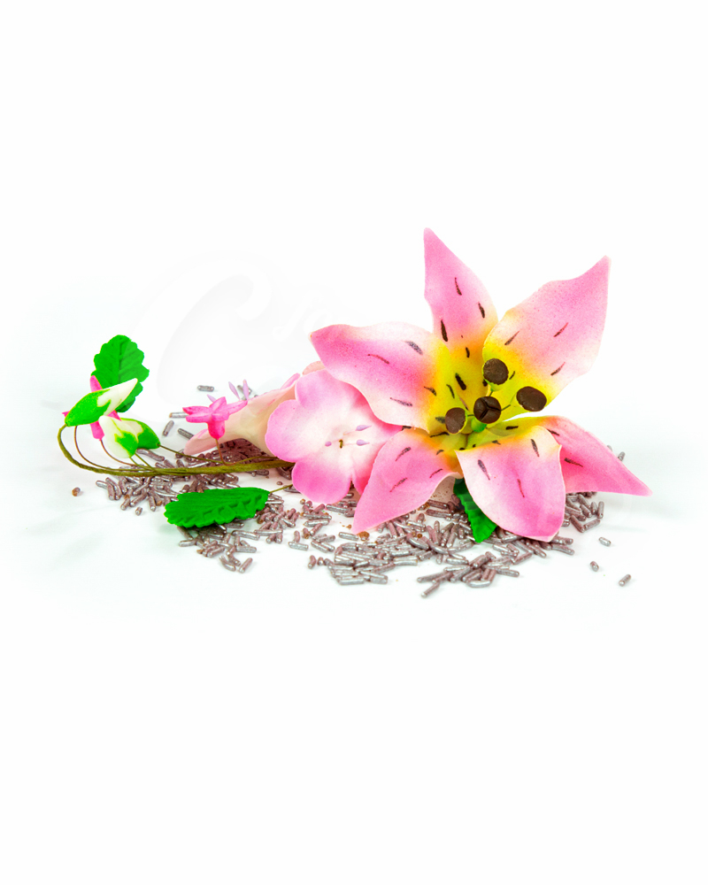 Сахарные цветы из мастики «Букет на проволоке - Лилии с Розовым напылением», Казахстан