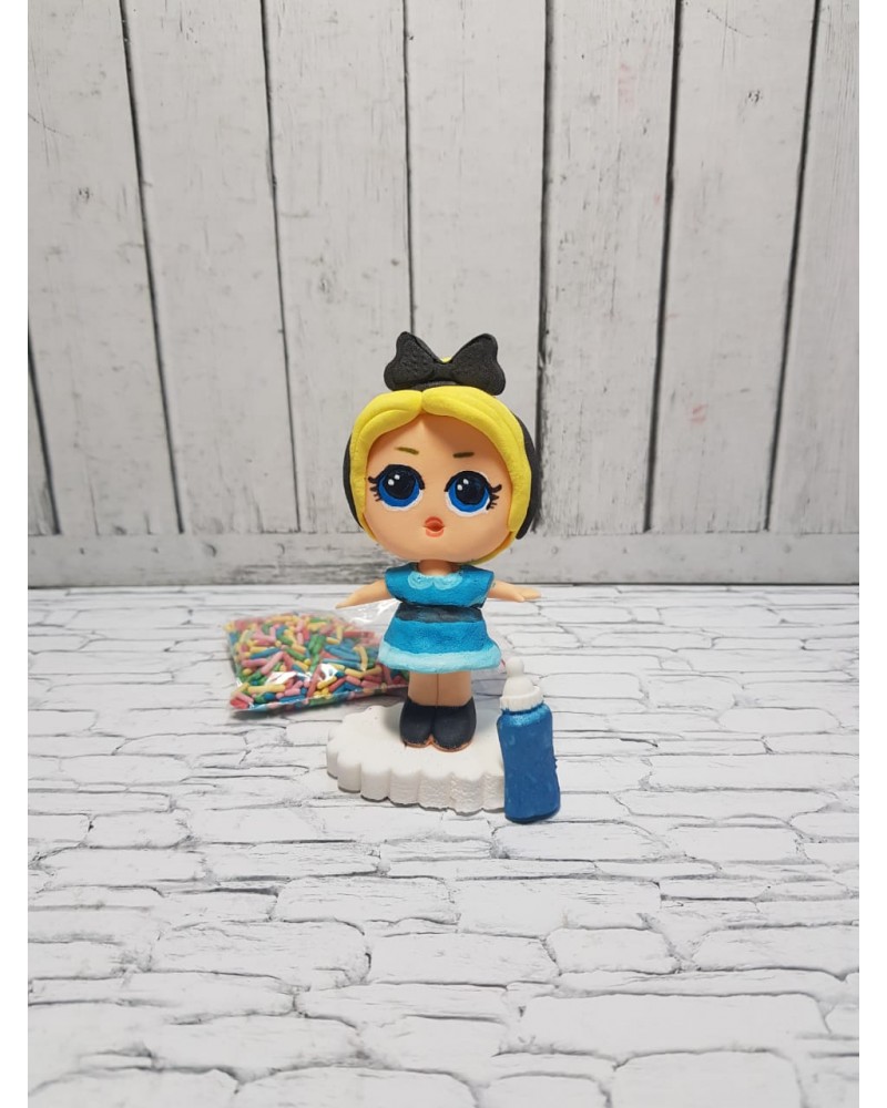 Сахарная фигурка из мастики кукла «LOL» голубая с бантиком , Казахстан