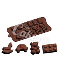 Силиконовый молд для шоколада, карамели, мастики, айсинга «Лошадка, Мишка, Машинка, Кубик Лего», Италия