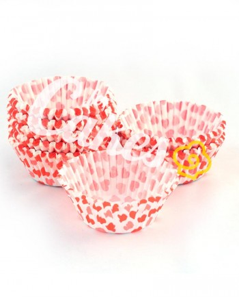 Капсулы бумажные для оформления и выпечки (тарталетки) белые с  красным рисунком, 50 шт