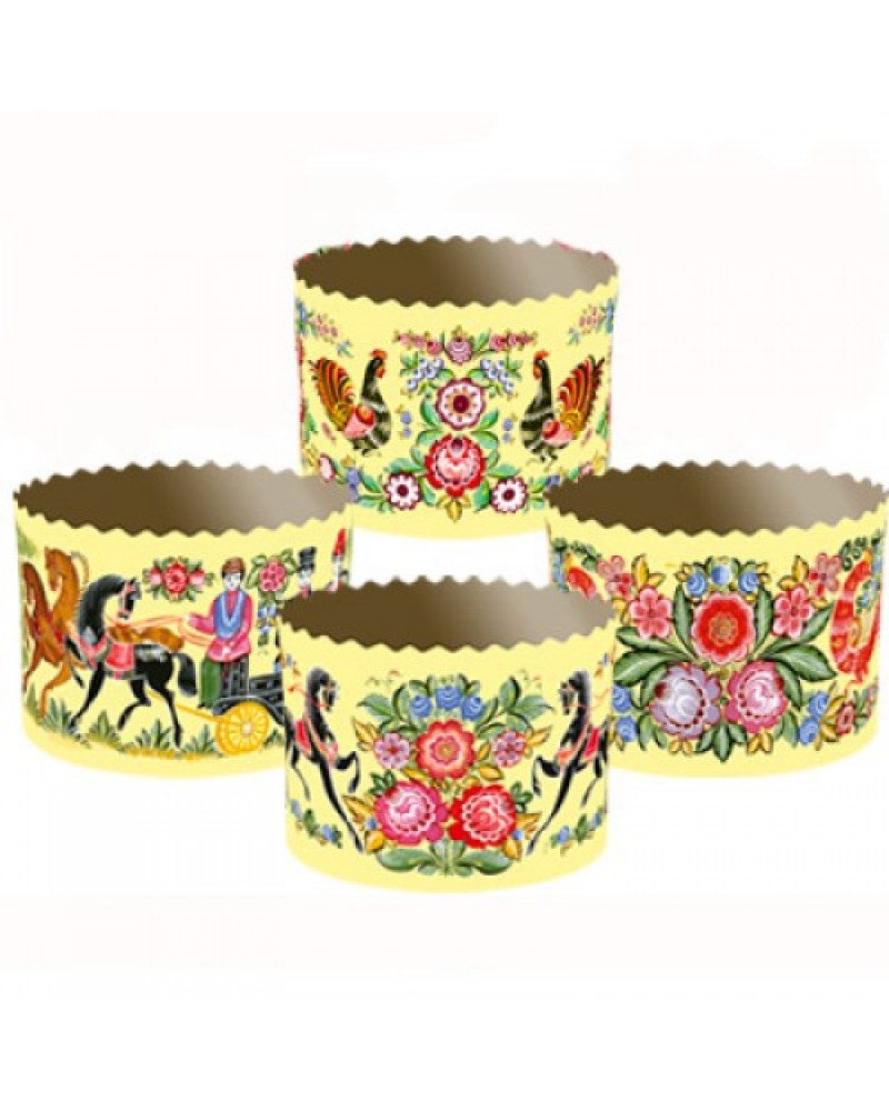 Формы для выпечки куличей бумажные «Городецкая», размер (дно 70 мм/высота 85 мм)