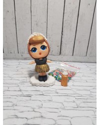 Сахарная фигурка из мастики кукла «LOL» черная с диадемой , Казахстан