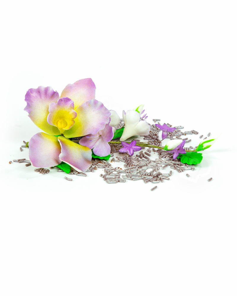 Сахарные цветы из мастики «Букет на проволоке - Орхидеи с Сиреневым напылением», Казахстан