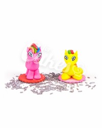 Сахарные фигурки из мастики «Пони – Желтый и Розовый», Казахстан