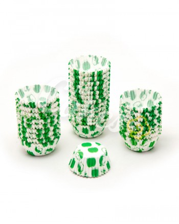 Капсулы бумажные для оформления и выпечки (тарталетки) белые с  зеленым рисунком, 50 шт