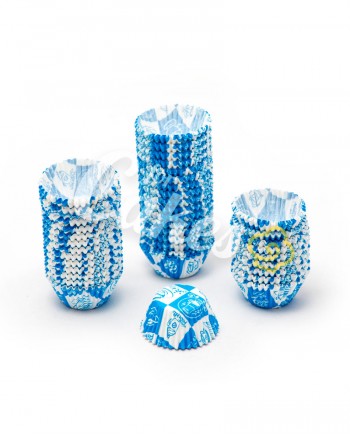 Капсулы бумажные для оформления и выпечки (тарталетки) белые с голубым рисунком , 50 шт