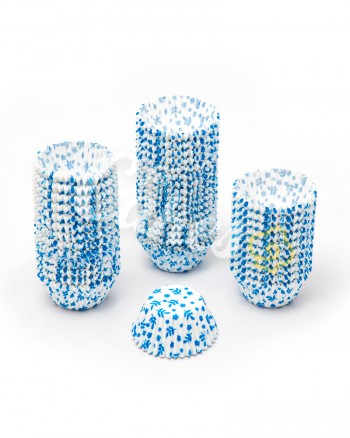 Капсулы бумажные для оформления и выпечки (тарталетки) белые с голубым рисунком , 50 шт