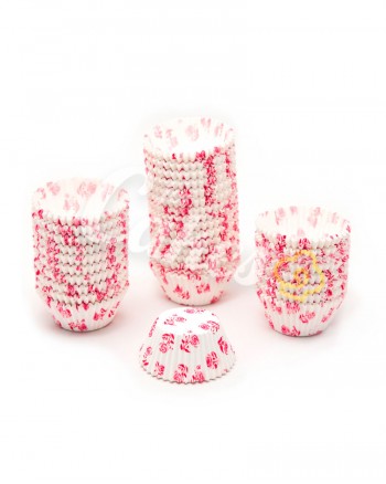 Капсулы бумажные для оформления и выпечки (тарталетки) белые с розовым  рисунком, 50 шт
