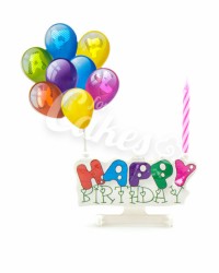 Свечка для торта с пластиковой музыкальной подставкой «Happy Birthday и Воздушные шарики» 